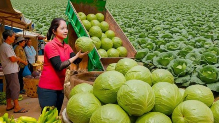 Я собираю 1000 свежих кочанов капусты, для продажи на местном рынке.