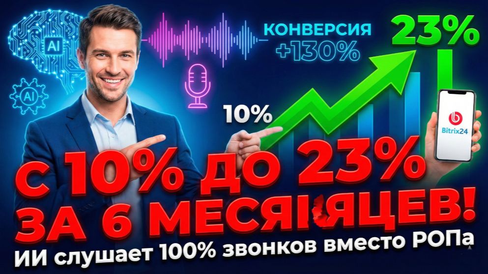 ИИ вместо РОПа: как поднять конверсию звонков  до 23% за полгода (Bitrix24 + N8N)