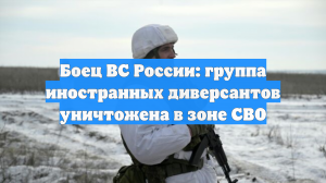Боец ВС России: группа иностранных диверсантов уничтожена в зоне СВО