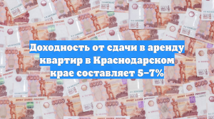 Доходность от сдачи в аренду квартир в Краснодарском крае составляет 5–7%