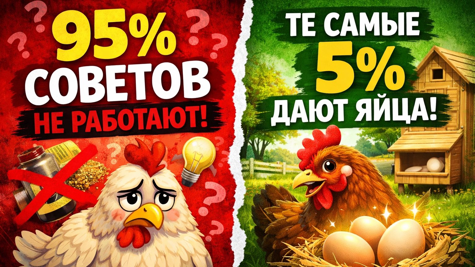 95% советов про кур не работают 🐔 Вот те самые 5%, которые дают яйца