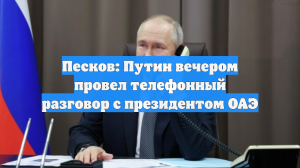 Песков: Путин вечером провел телефонный разговор с президентом ОАЭ