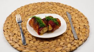 Куриные рулетики со сливочным сыром в беконе