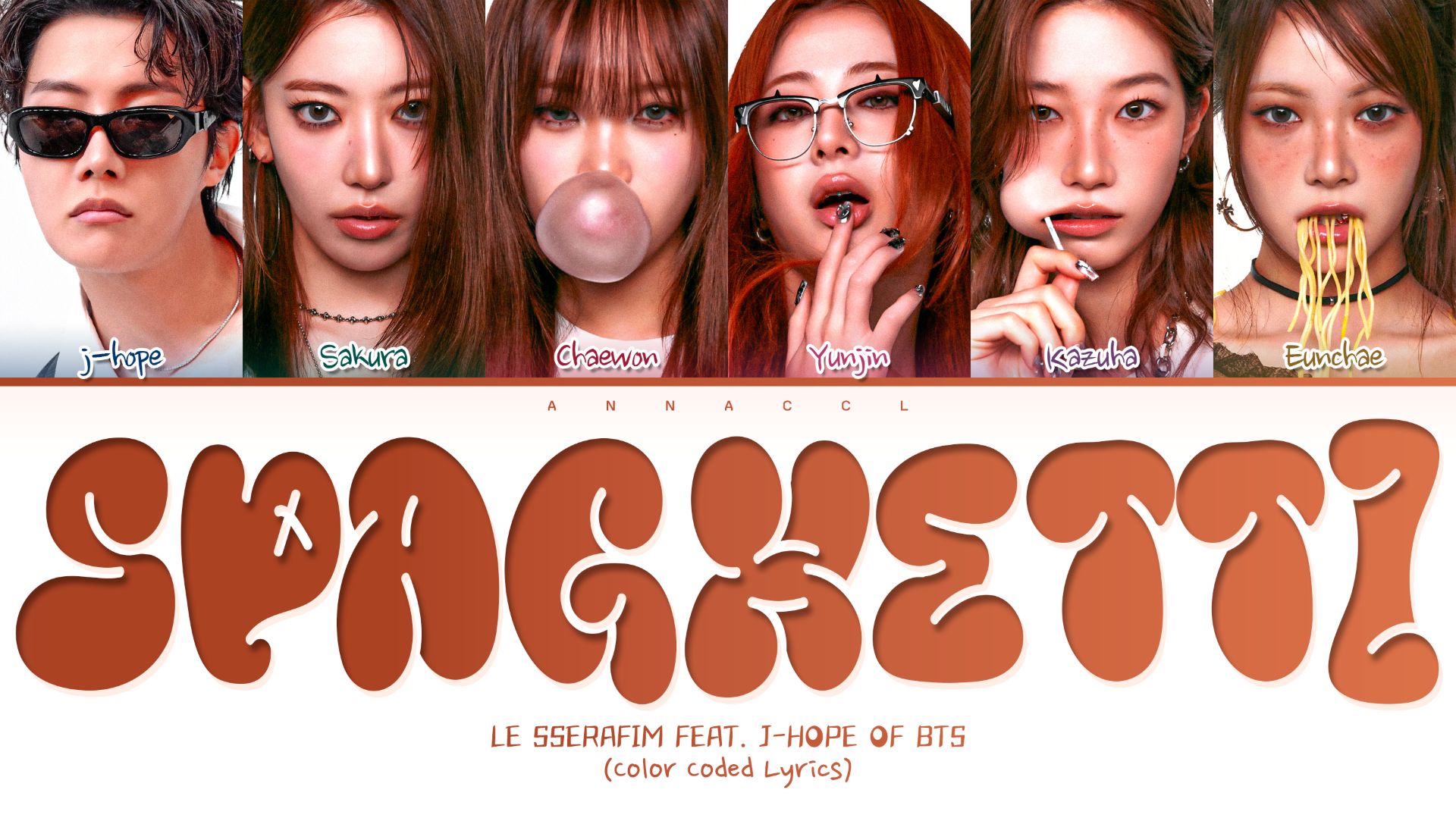 LE SSERAFIM, j-hope SPAGHETTI (Перевод на русский) (Color Coded Lyrics) смотреть онлайн