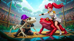 Руми побеждает в гонке на лягушках.