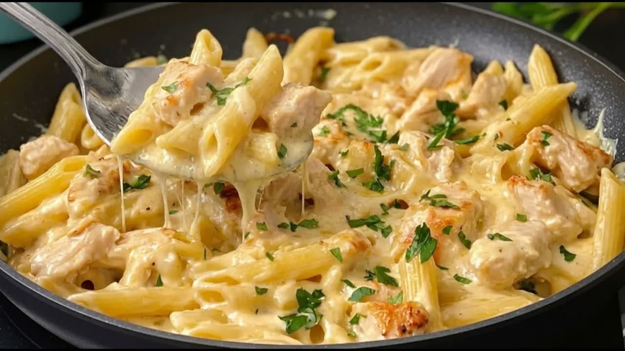 Этот рецепт сводит с ума! Невероятно нежная паста с курицей в густом кремовом соусе! смотреть онлайн
