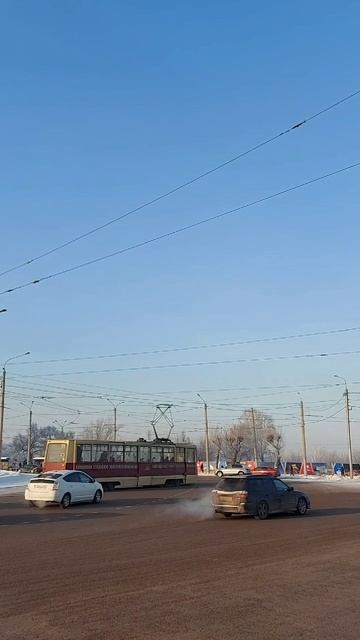 Трамвай на правобережье Красноярска