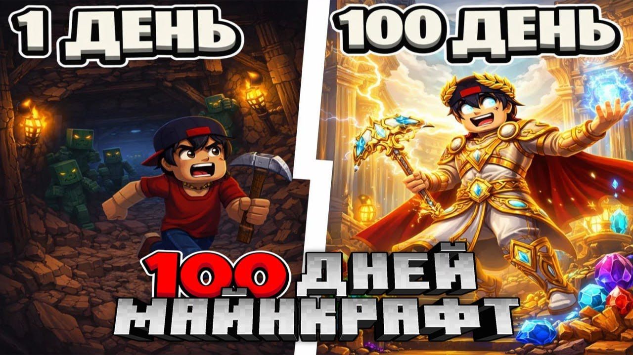 Я Прожил 100 Дней за Шахтера в Мире Богов в Майнкрафте смотреть онлайн