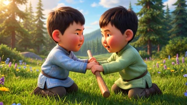 Кэчиимэ «Эрбэхчэй бэргэннэр хоьоонунан Ньургун, Эрхаан диэн уолаттар мас тардыьалларын туьунан мульт