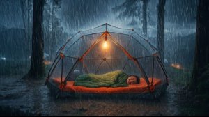 Разбиваю лагерь в сильный дождь у разлившейся реки, кемпинг под дождём.