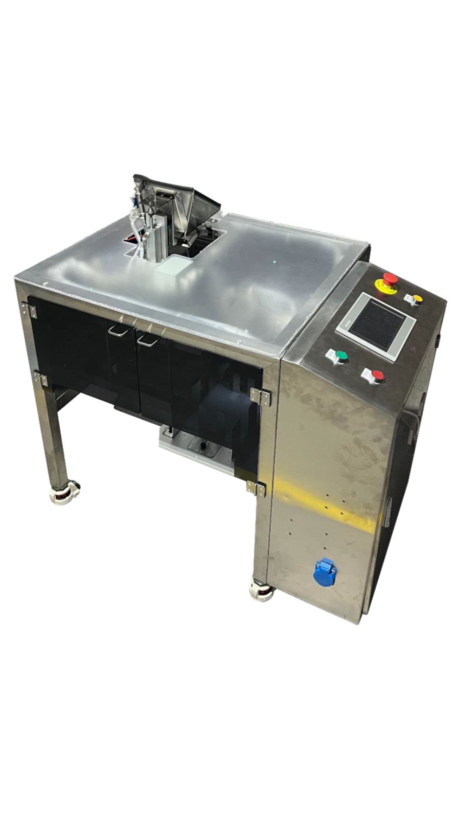 Автомат упаковки в готовые и дой-пак пакеты LT-200 с дозирующим транспортёр-питателем.