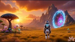 Научно-фантастический пейзаж с атмосферной музыкой для медитации и релаксации.