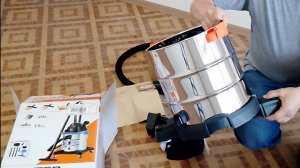 Распаковка и сборка строительного пылесоса 20 литров 1400 ВТ. Часть 2