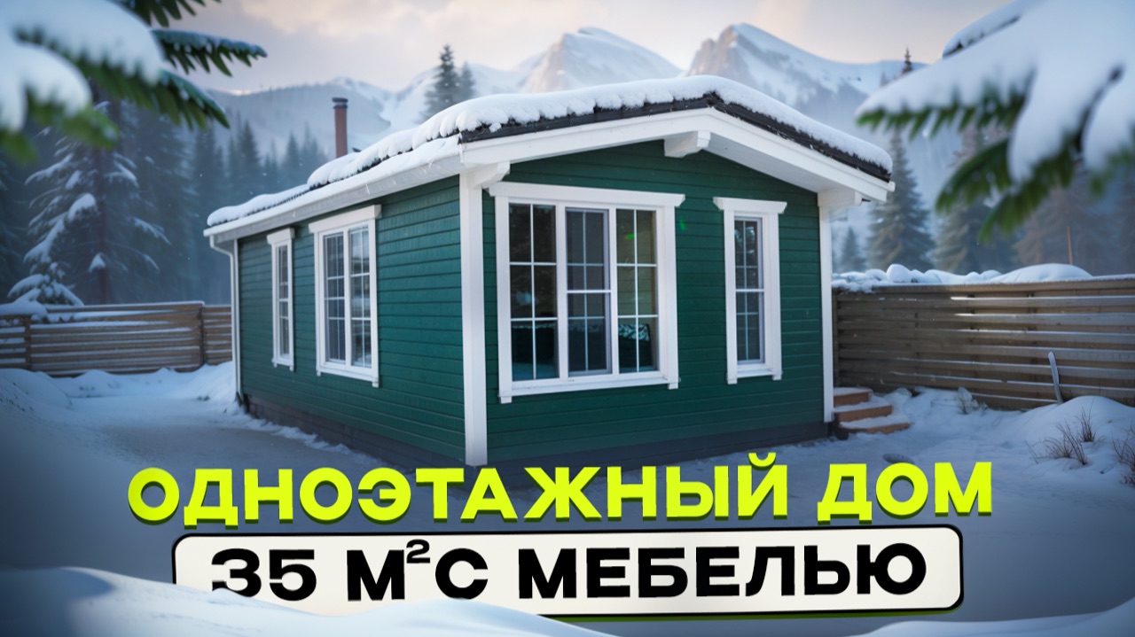 Обзор одноэтажного дома 35м. с мебелью от компании БаниКа смотреть онлайн