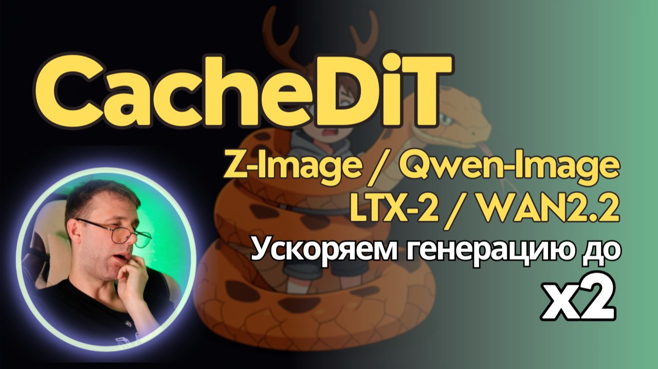 CacheDiT - ускорение генерации х2 в ComfyUI для моделей Z-Image, Qwen-Image, LTX-2 и WAN2.2 смотреть онлайн