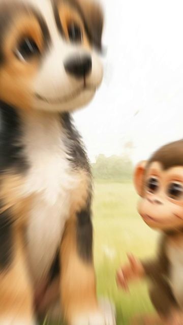 Неожиданная дружба обезьяны и щенки!