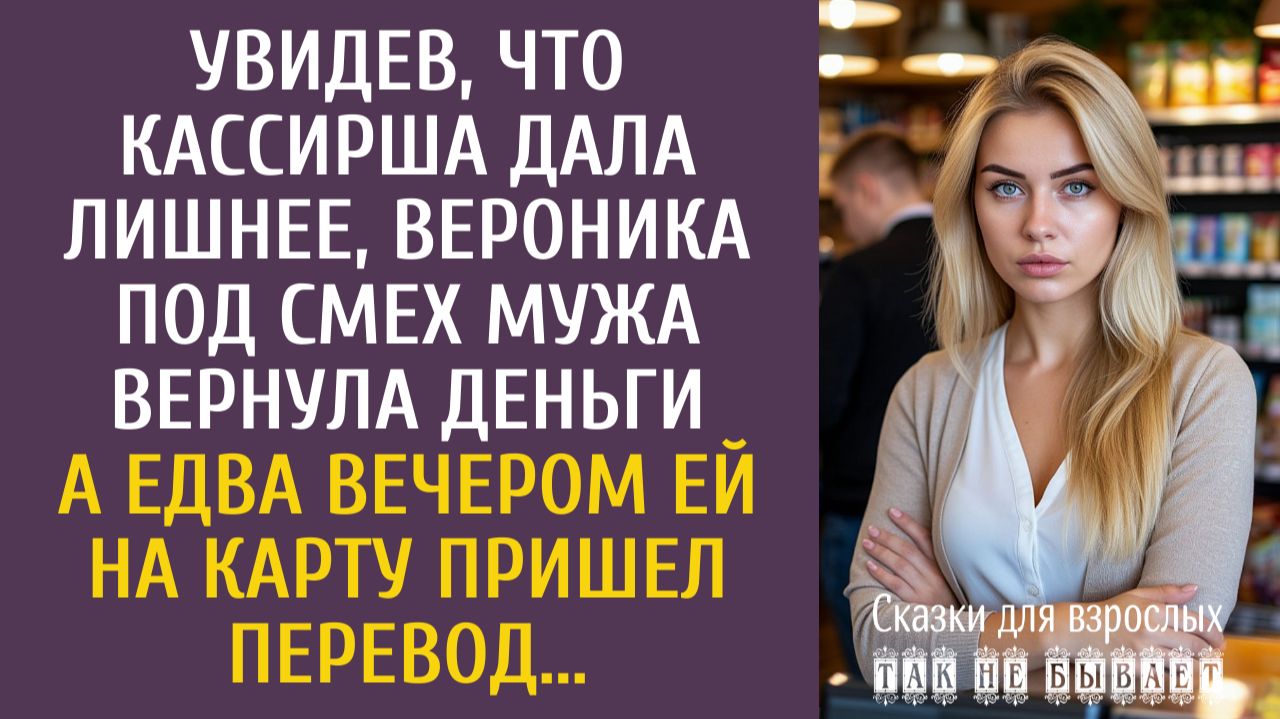 Истории из жизни: Увидев, что кассир дала лишнее, Вероника под смех мужа вернула деньги… А получив… смотреть онлайн