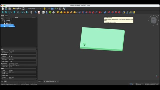 Прямоугольный шаблон и зеркало FreeCAD (быстро!) - Учебное пособие по FreeCAD 2026 - Часть 5 смотреть онлайн