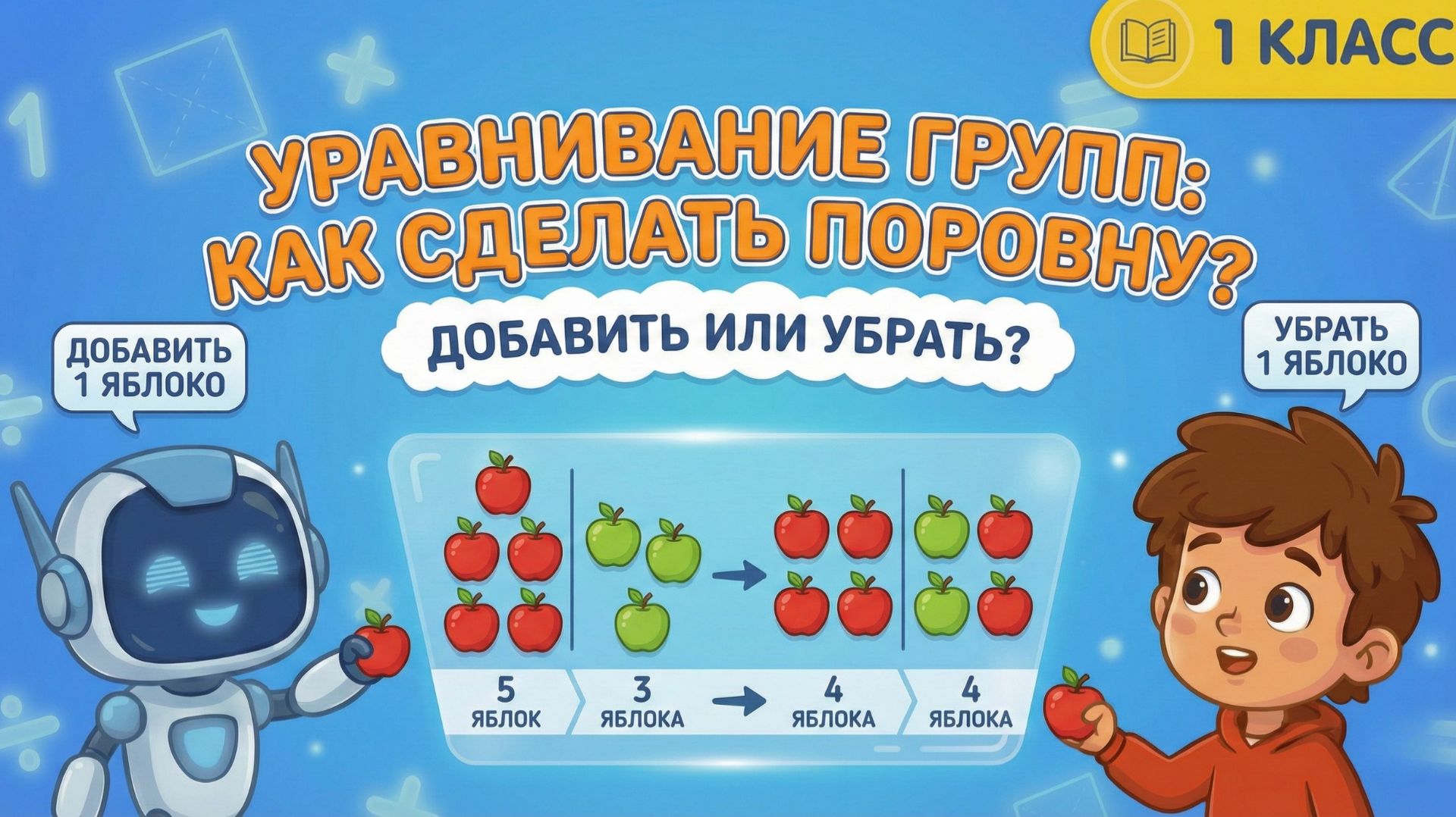 Математика 1 класс: Добавить или Убрать?  Делаем ПОРОВНУ с Максом и Битом!