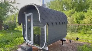 Баня бочка "Квадро" 2 метра с козырьком купить в Балахне.