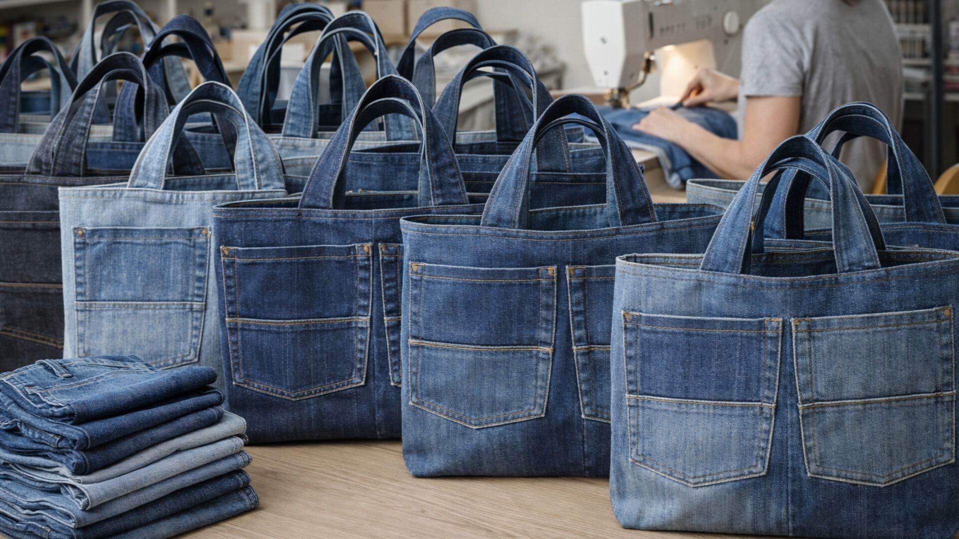 💙 САМЫЙ ПРОСТОЙ способ сшить сумку из старых джинсов | Без выкройки смотреть онлайн