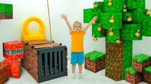 Влад и Ники - Гигантский лабиринт челлендж для детей.