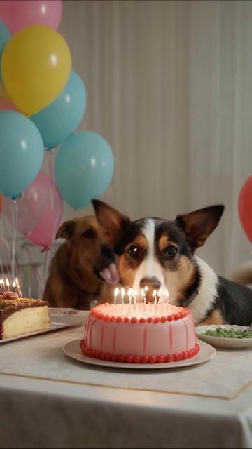 Собачий день рождения: веселье и угощения! #собаки #праздник #веселье
