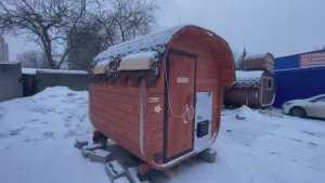 Баня бочка "Квадро" 2 метра с козырьком купить в Арзамасе.