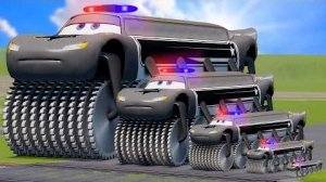 Большая и маленькая Длинная Молния Маккуин Полицейский Двойной Монстр на колесах против поездов