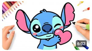 КАК ПРОСТО НАРИСОВАТЬ МИЛОГО ПОДМИГИВАЮЩЕГО СТИЧА С СЕРДЦЕМ 💗