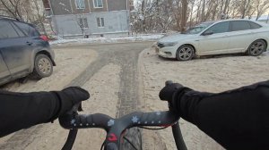 Еду на велосипеде в -17. Зимой на карбоновом фэтбайке