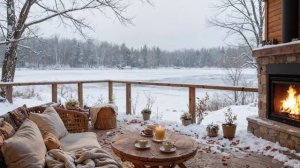 Зимняя атмосферная фоновая музыка для настроения и души winter music relax камин снег идёт терасса