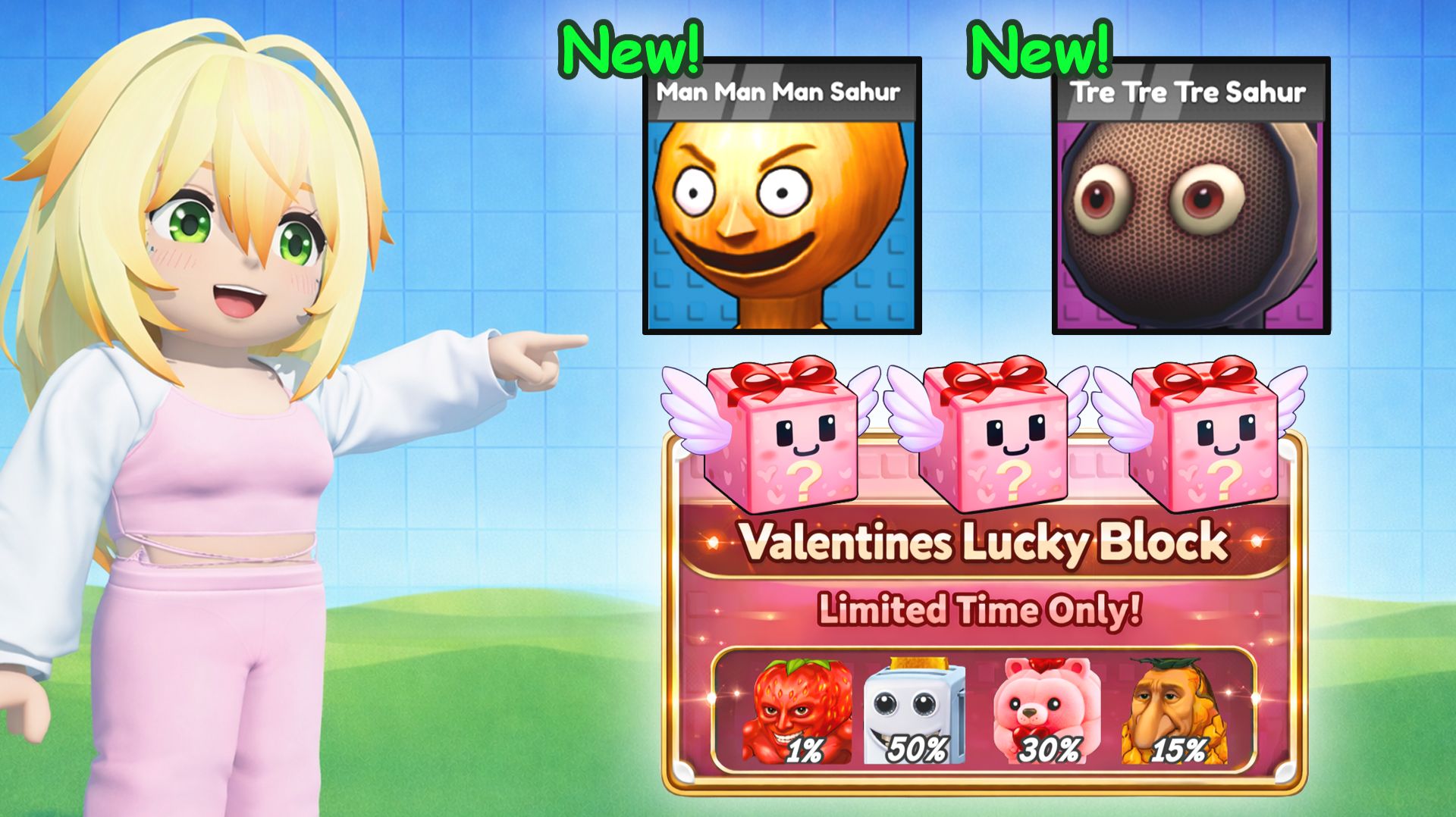 Объедини ингредиенты и получи Ман Ман Ман и Тре Тре Тре Сахур в Craft a Brainrot Roblox | БлокиТоки смотреть онлайн