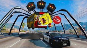 Эпический побег Губки Боба от пожирателя школьных автобусов-Монстра | Реакция на лучистый драйв