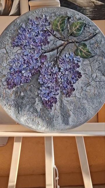 Одинокая ветка сирени art  painting  картины  творчество