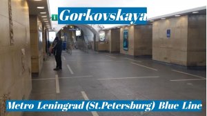 Ст. метро Горьковская, Ленинград (Санкт-Петербург) - интерьер, пассажиры, прибытие поездов