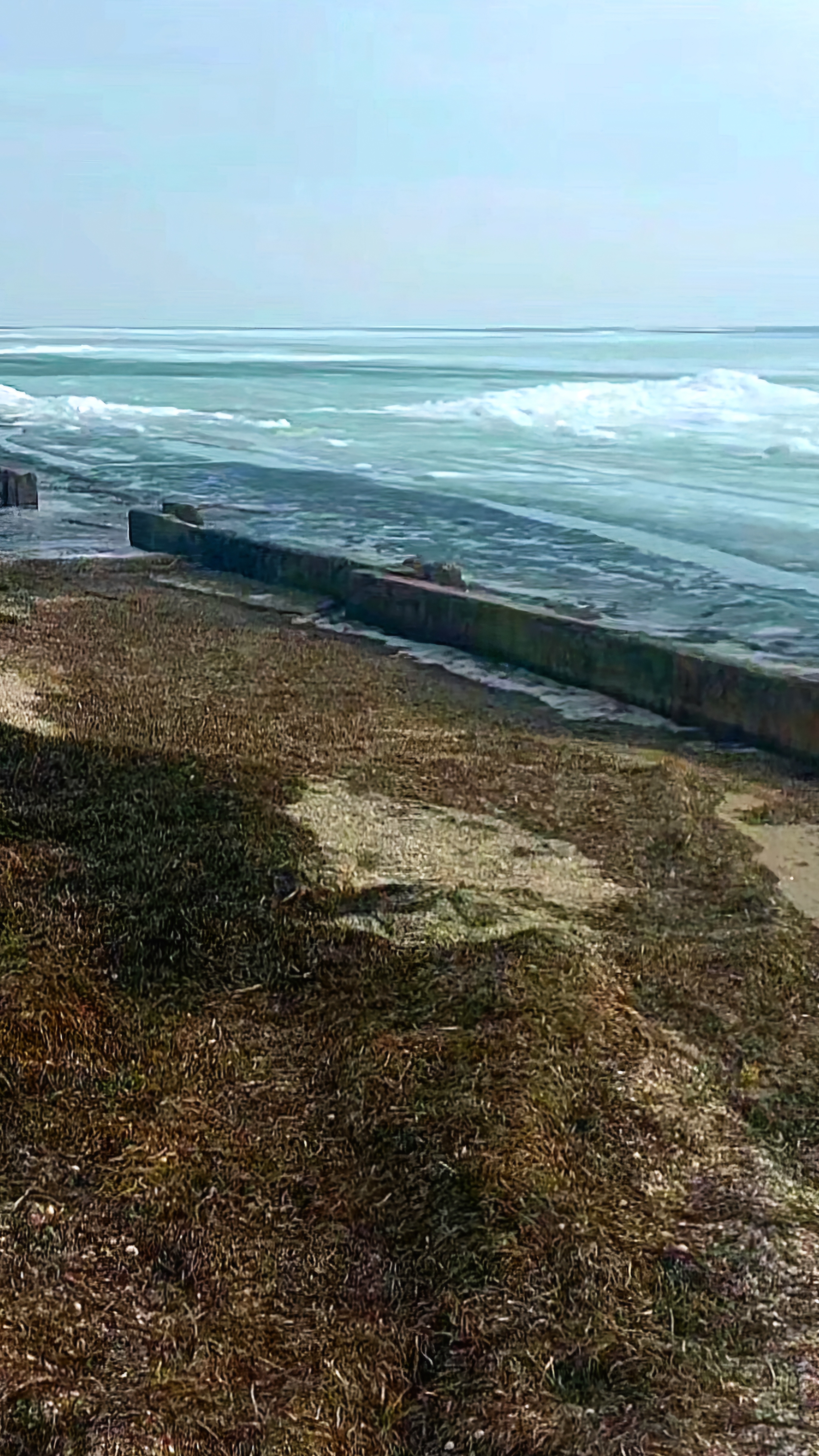 Зимний пляж  Холодная зима в начале 2026 года