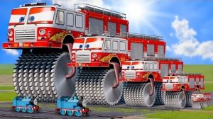 Большая и маленькая пожарная машина Молния Маккуин с двойными колесами-монстрами против поезда Томас
