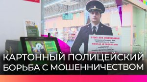 В торговом центре Великого Новгорода появился картонный борец с мошенничеством