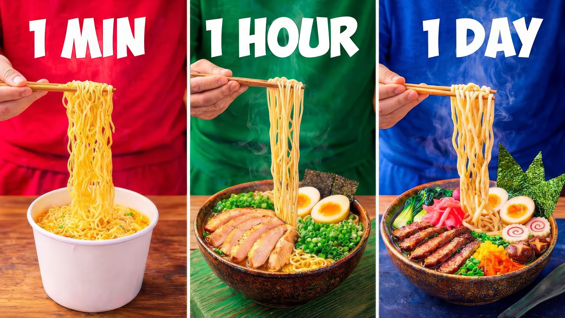 1 МИНУТА vs 1 ЧАС vs 1 ДЕНЬ РАМЭН смотреть онлайн