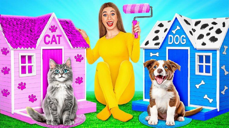 СТРОИМ ДОМИКИ ДЛЯ ЖИВОТНЫХ. ВИДЕО ДЛЯ ДЕТЕЙ смотреть онлайн