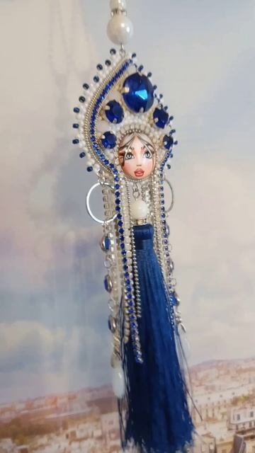 Подвеска в авто Царевна Матрёшка из бисера
