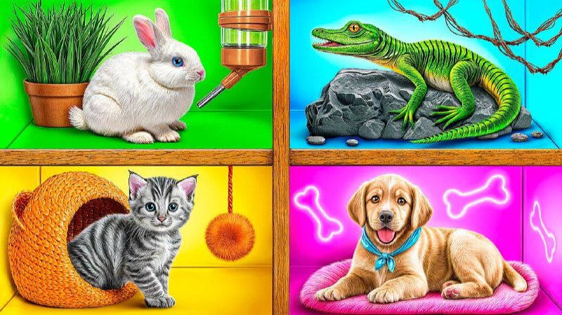 СТРОИМ ДОМИКИ ДЛЯ ЖИВОТНЫХ. ВИДЕО ДЛЯ ДЕТЕЙ смотреть онлайн