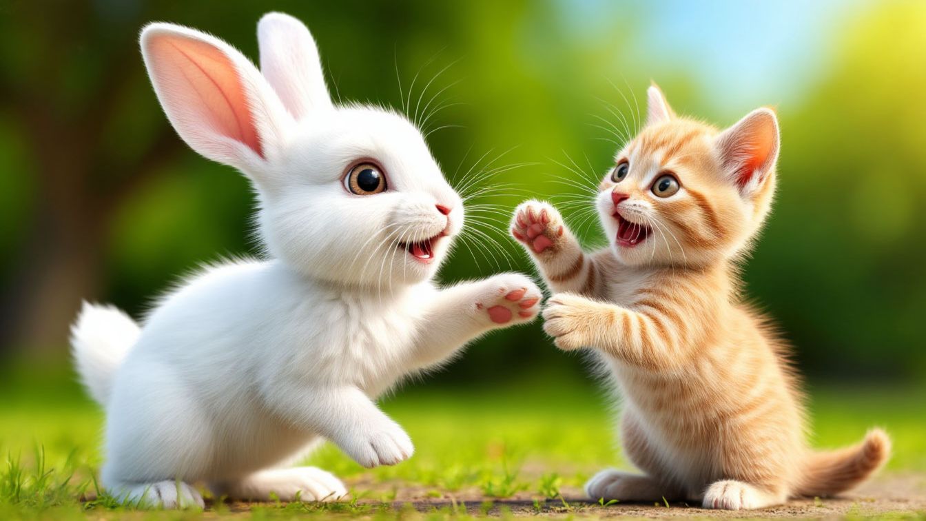 КРОЛИК И КОТЁНОК ЛИЦОМ К ЛИЦУ 😳 ТАКОГО МЫ НЕ ЖДАЛИ смотреть онлайн