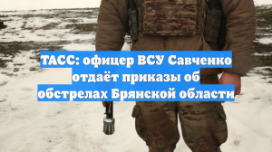 ТАСС: Офицер ВСУ Савченко отдает приказы с Украины обстреливать Брянскую область