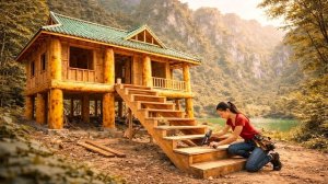 Молодая девушка самостоятельно построила двухэтажный деревянный дом всего за 90 дней. Бушкрафт