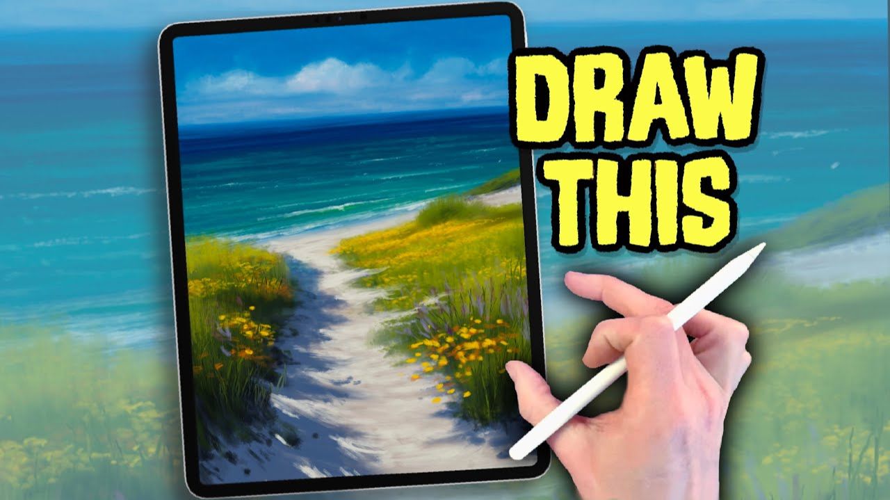 EASY PROCREATE Landscape Drawing Tutorial - BEACH PATH by James Julier смотреть онлайн