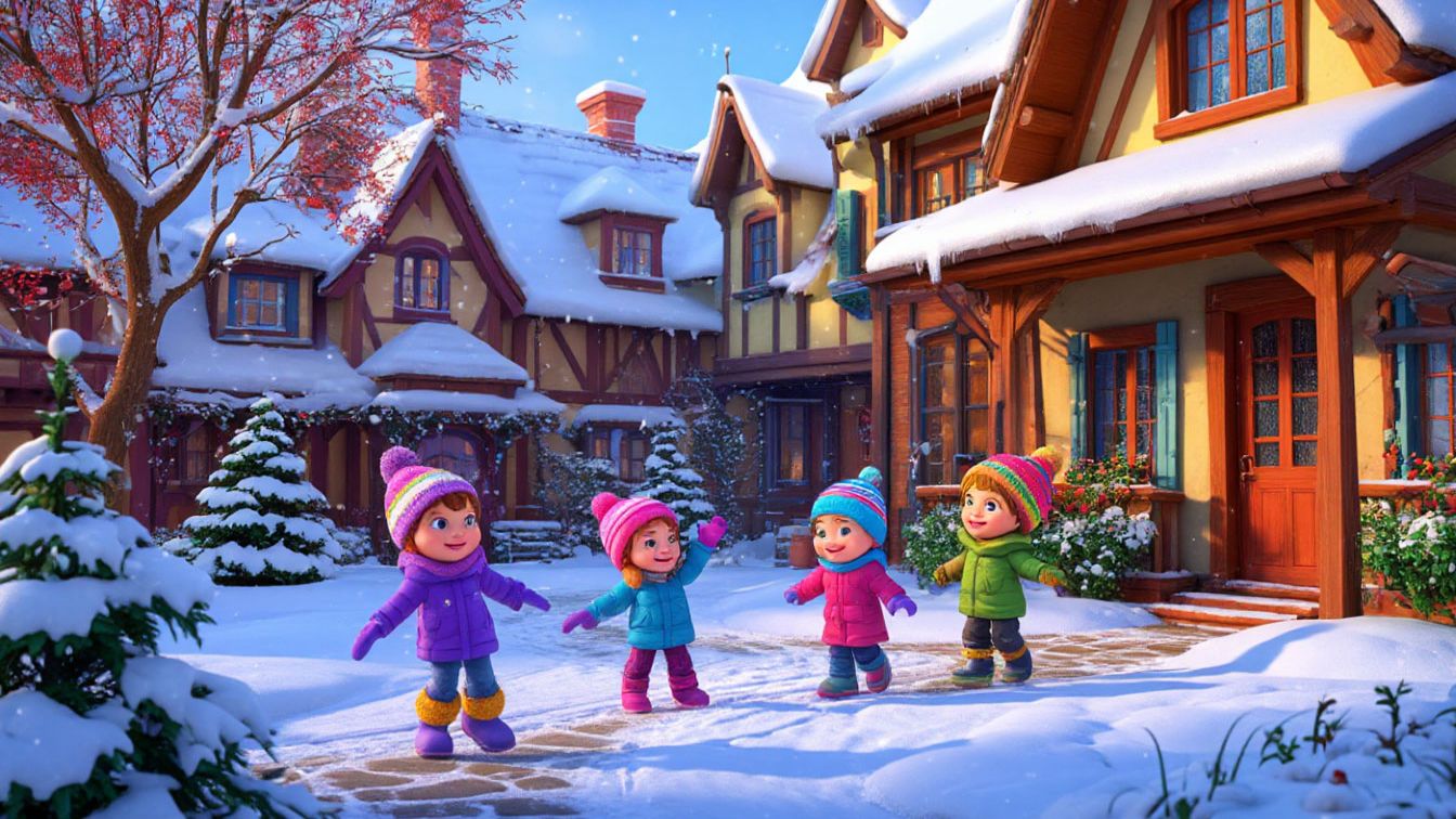 Мультик дети играют в снежки веселая песенка для детей и малышей смотреть онлайн
