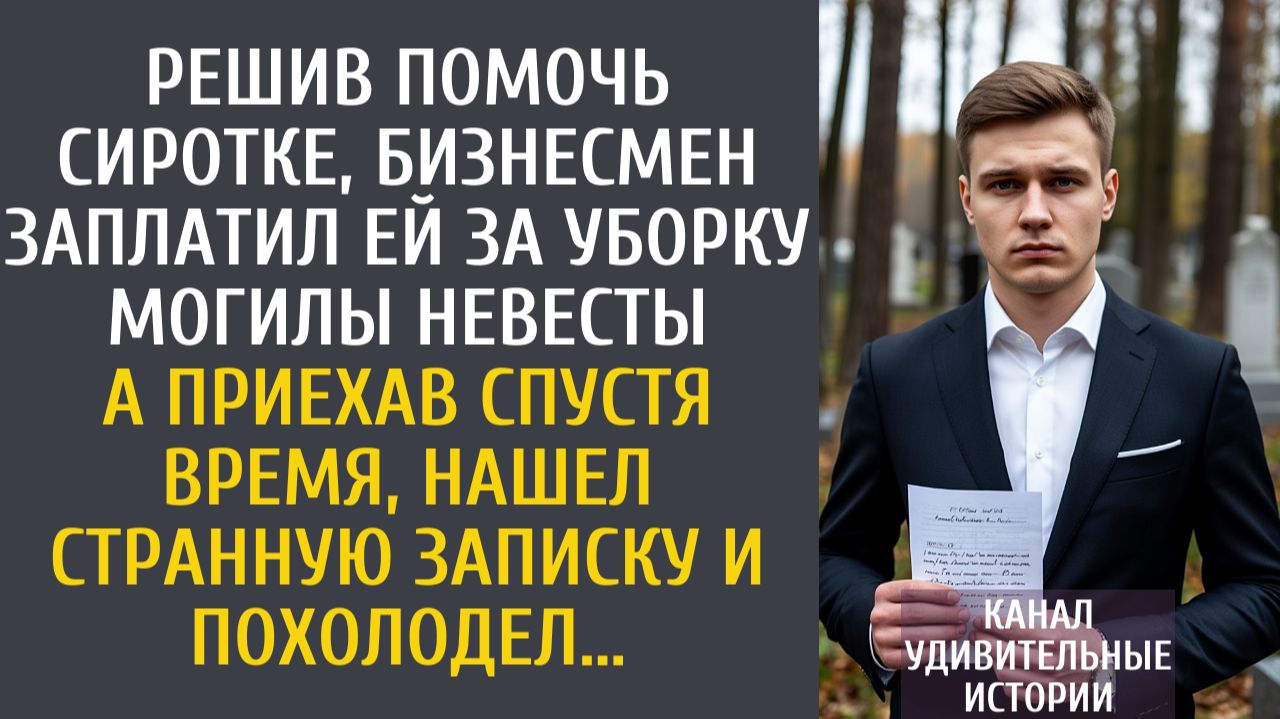 Истории из жизни: Решив помочь сиротке, богач заплатил ей за уборку могилы невесты… А найдя записку… смотреть онлайн