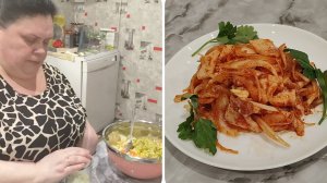 Сало по - Корейски/ Муж готовит/ Салат оливье с курицей/ Вкусный ужин/